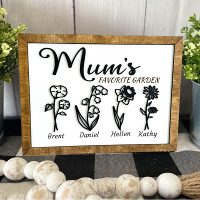 Personalised Grandma's Garden Birth Month Flower Sign Gift Ideas For Mum Grandma Her