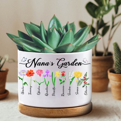 Custom Grandma's Garden Birth Flower Mini Succulent Plant Pots Gifts For Mum Grandma Mother's Day Gift