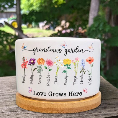 Custom Granny's Garden Mini Succulent Plant Pots With Birth Flower Gifts For Mum Grandma Mother's Day Gift