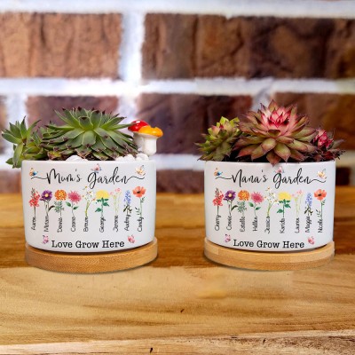 Personalised Grandma's Garden Birth Flower Outdoor Plant Pots Keepsake Gifts For Mum Grandma Mother's Day Gift