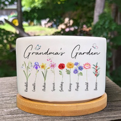 Personalised Mum's Garden Mini Succulent Plant Pots With Birth Flowers Gift For Mum Grandma Mother's Day Gift