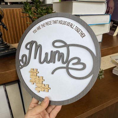 Personalised Mum You Are the Piece that Holds Us Together 1-15 Puzzle Pieces Name Sign Mother's Day Gift