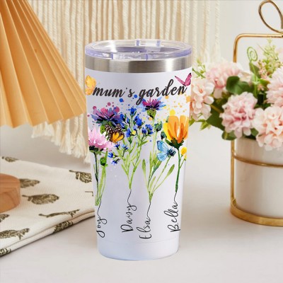 Personalised Gigi's Garden Birth Flower Tumbler with Kids Names New Mum Gift Christmas Gift Ideas
