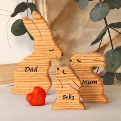 Personalised Rabbit Wooden Family Puzzle with Names Gifts For Mum Wife Daughter Her