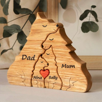 Personalised Wolf Wooden Family Puzzle with Names Keepsake Gifts Ideas For Mum Wife Her