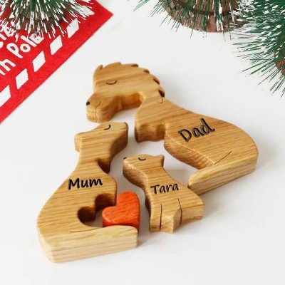 Personalised Wooden Lion Family Puzzle with Names Anniversary Gifts Christmas Gifts