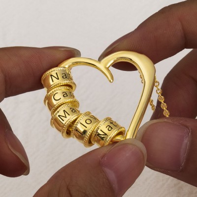 Personalised Heart Shape Beads Pendant Name Necklace