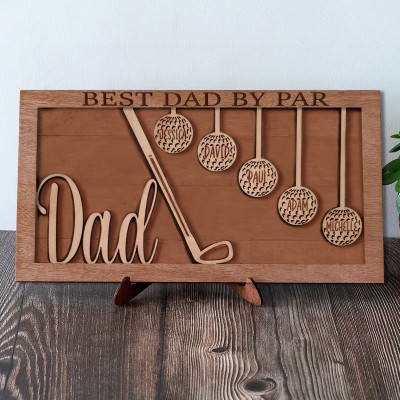 Handmade Personalised Father's Day Golf Theme Wood Sign