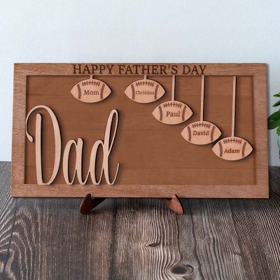 Handmade Personalised Father's Day Football Theme Plaque Wood Sign