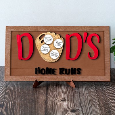 Personalised Father's Day Gift Baseball Dad Wood Sign