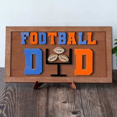 Personalised Father's Day Gift Football Dad Wood Sign