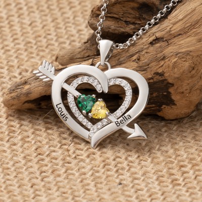 Personalised To My Soulmate Name Birthstone Heart Shaped Necklace Love Valentine's Day Gifts For Wife Soulmate Her