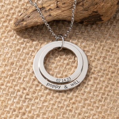Personalised Double Disc Charms Name Necklace Gift Ideas for Soulmate Wedding Anniversary Gifts 
