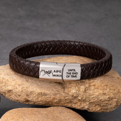Personalised Mens Leather Engraved Bracelet Gifts for Him Love Gift Ideas for Boyfriend Wedding Anniversary Gifts for Husband