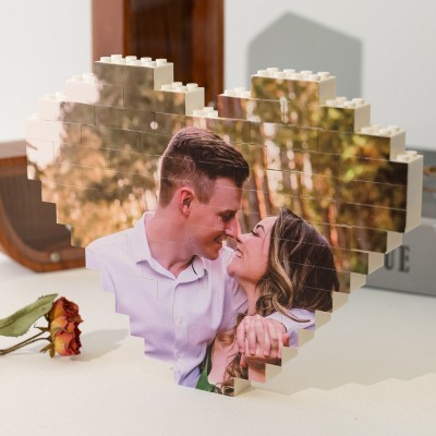 Personalised Heart Shaped Photo Block Love Gift for Her Valentine's Day Gift for Soulmate Anniversary Gift for Wife