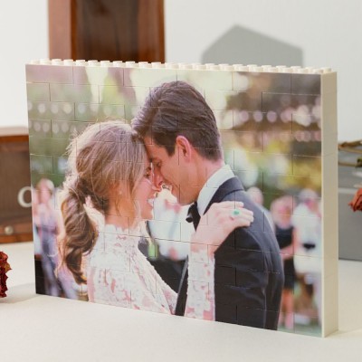 Personalised Building Brick Square Shape Photo Block Anniversary Valentine's Day Gifts For Boyfriend Wife Her Him