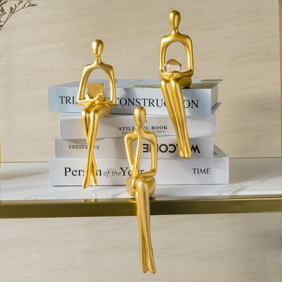 Nordic Style Golden Abstract Thinker Figurines Modern Art Office Home Decor Christmas Birthday Gift