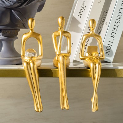 Nordic Style Golden Abstract Thinker Figurines Modern Art Office Home Decor Christmas Birthday Gift