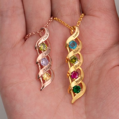 Personalised 1-8 Engravings and Birthstones Necklace 
