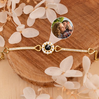 Personalised Women Projection Memory Bracelet with Pictures For Anniversary Gifts