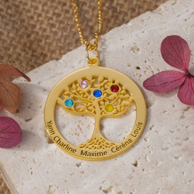 Personalised To My Mum Family Tree Names Necklace With Birthstones Birthday Anniversary Gifts For Mum Famliy Gift Ideas