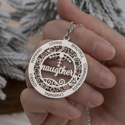 Personalised Family Christmas Name Necklace Christmas Gift for Mum Wife