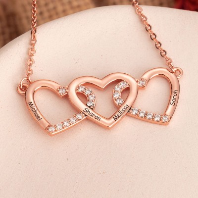 Personalised Engraved Hearts Necklace With 2-4 Hearts