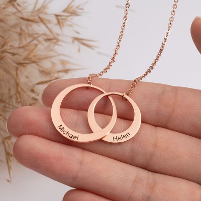 Personalised Generation Necklace Two Circles Necklace for Your Son & Daughter