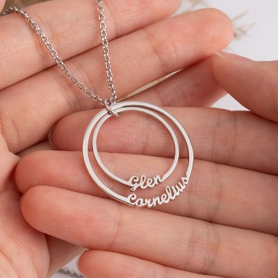 Personalised 2 Disc Eternity Bands Name Necklace