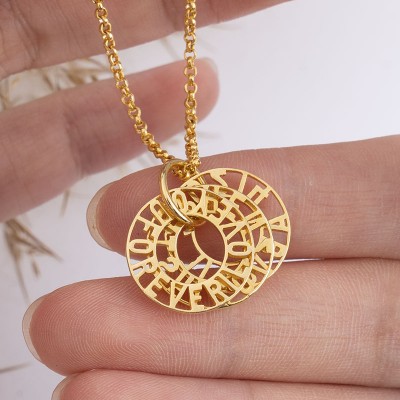 18K Gold Plating Personalised Engraved Necklace With 1-6 Circles 