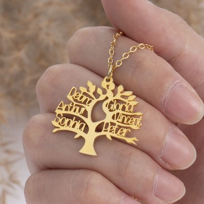 Personalised Family Tree Name Necklace with 1-6 Names