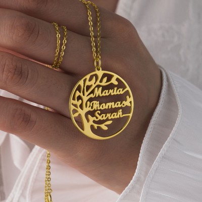 Personalised Family Tree Name Necklace with 1-8 Names Gift for Mum and Grandma