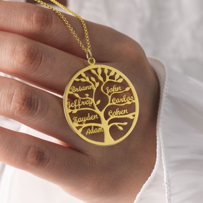 Personalised Family Tree Necklace Name Necklace with 1-9 Names