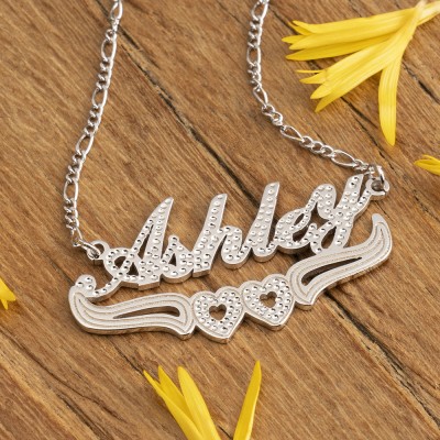 Personalised Two-Color Name Necklace with Heart Decoration Below