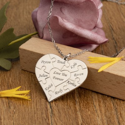 Personalised Heart Shape 1-8 Pieces Necklace Gift for Mum and Grandma