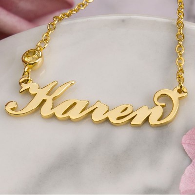 Personalised Birthstone Name Necklace