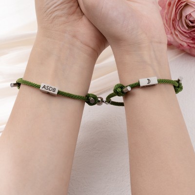 Personalised Set of 2 Couple Matching Magnetic Bracelet