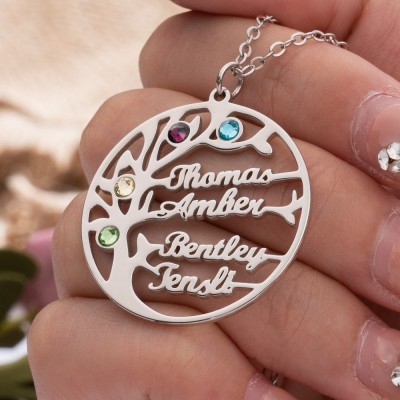 Personalised To My Beautiful Mum Tree of Life Family Necklace With Kids Names And Birthstones Unique Gifts For New Mum Birthday Gift For Grandma Special Mother's Day Gift Ideas