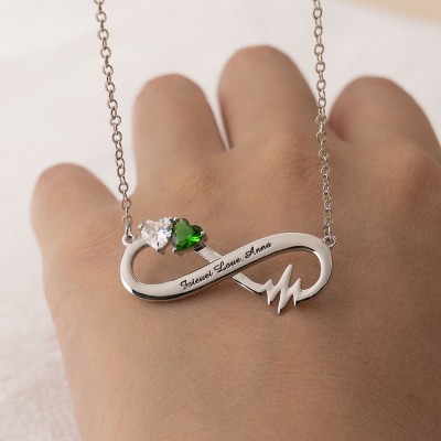 Personalised Infinity Name Necklace With Birthstones