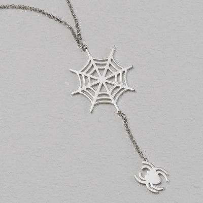 Halloween Spider Web Gold Necklace