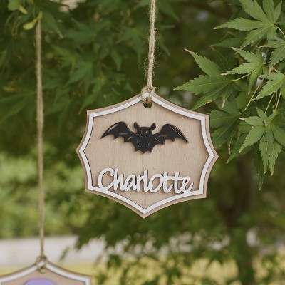 Personalised Halloween Bat Bag Name Tags Candy Bucket For Kids