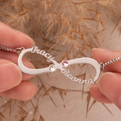 Personalised Infinity Name Necklace With Birthstones