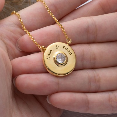 Personalised Engravable Disc Charm Necklace Gift for Couples