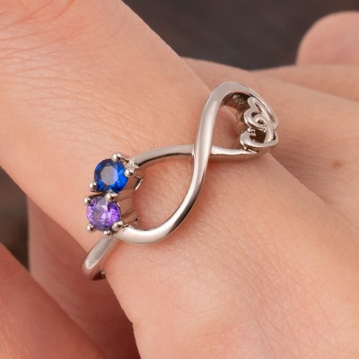 S925 Sterling Silver Personalised Birthstone Promise Ring For Couples Love Meaningful Valentine's Day Gift For Her