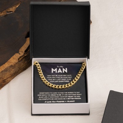 To My Man Cuban Link Chain Necklace for Man Anniversary Valentine's Day Gift For Boyfriend Husband Him