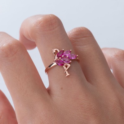 Sterling Silver Pink Flamingo Ring Tropical Bird Ring Animal Lover Gift