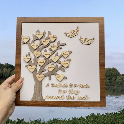 Custom Family Tree Wood Sign with Engraved Family Names Gift for Mum Grandma Wife