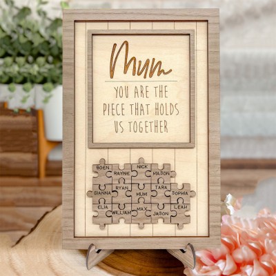 Personalised Mum Wood Puzzle Pieces Sign Keepsake Gift for Mum