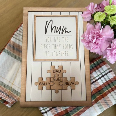 Handmade Mum Wood Puzzle Name Sign Personalised Gift For Mum Grandma Mother's Day Gift