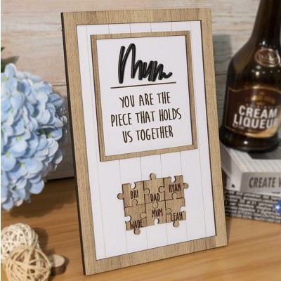Personalised Mum Wood Puzzle Name Sign Keepsake Gift For Mum